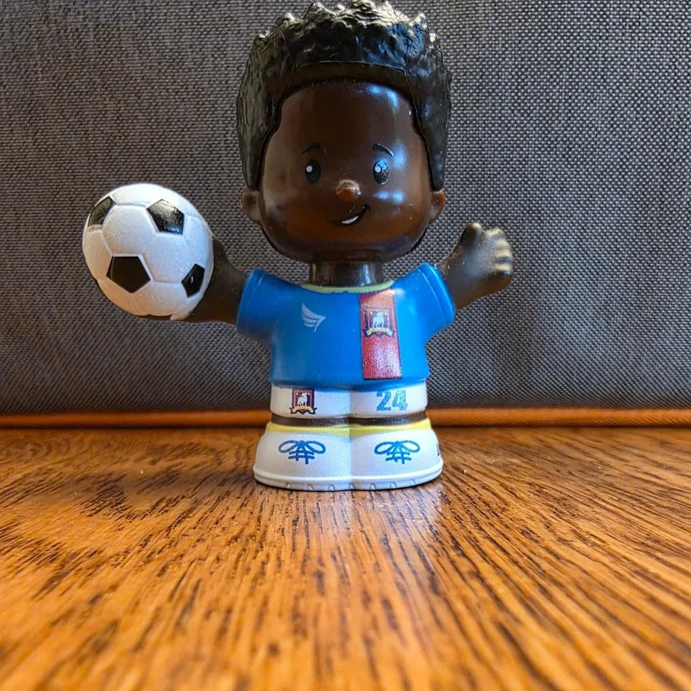 Fisher Price Little People Sam Obisanya Soccer Player Boy Figure Blue Jersey #24